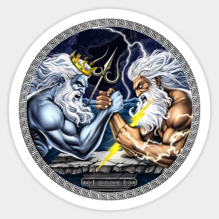 Zeus vs Poseidon Arm Wrestling Sticker